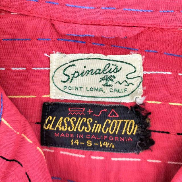 USED古着(ユーズドフルギ) spinalis カルフォルニア製 オープンカラー ステッチデザインシャツ ボックス メンズ 14 S【中古】【ブランド古着バズストア】_5