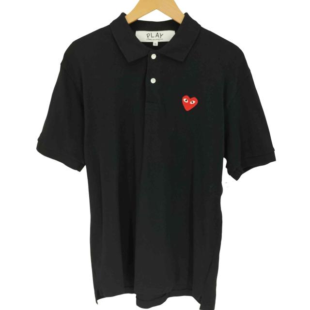 PLAY COMME des GARCONS(プレイコムデギャルソン) AD2025 25SS Polo Shirt With Red Emblem 綿鹿ノ子 ハートエンブレム S/S ポロシャツ メンズ JPN：X【中古】【ブランド古着バズストア】