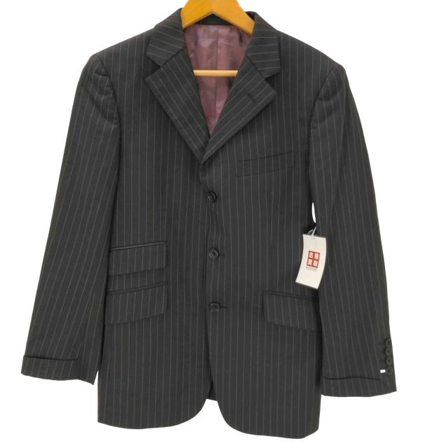 BURBERRY BLACK LABEL(バーバリーブラックレーベル) Striped Summer Super 100s Wool Tailored Jacket 裏地赤玉虫 背抜き 内ポケ裏 ノバチェック ストラ【中古】【ブランド古着バズストア】