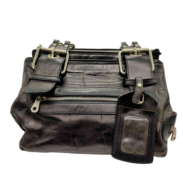 Chloe(クロエ) 00S 04 OLD イタリア製 クロコ 型押し サイドジップ チェーン ストラップ  レザー ハンドバック ワンショルダー Y2K Archive アーカイブ Lampo ジップ レディース 【中古】【ブランド古着バズストア】
