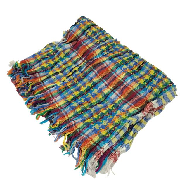 ISSEY MIYAKE MEN(イッセイミヤケメン) 13AW 黒タグ 総柄 マルチカラー プリーツ ねじり加工 ウール ストール  メンズ FREE 【中古】【ブランド古着バズストア】