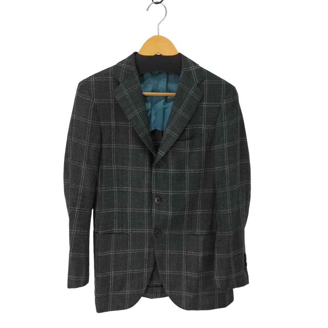 BEAMS(ビームス) Custom tailor  Loro Piana リネンツイード チェック柄 背抜 3B テーラード ジャケット メンズ 表記無 【中古】【ブランド古着バズストア】
