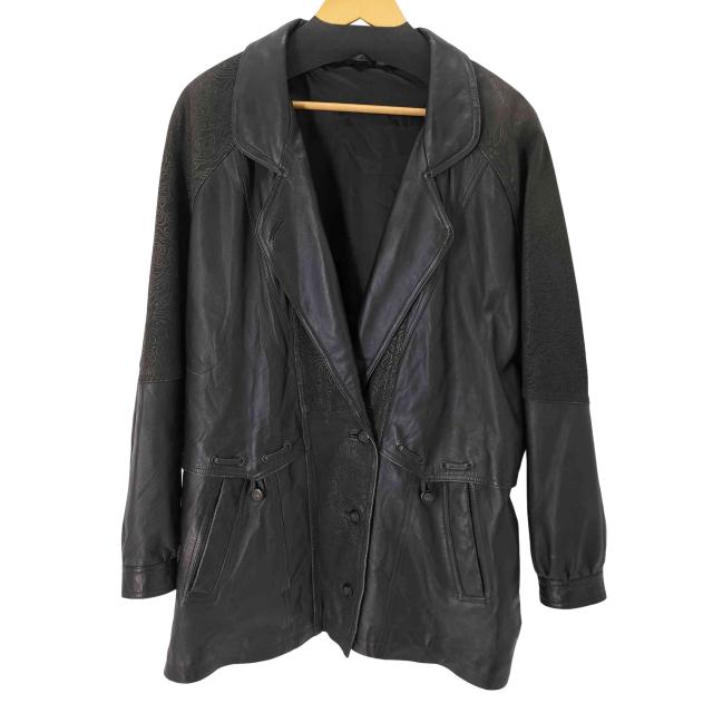 USED古着(ユーズドフルギ) レイヤードデザイン切替ラムレザージャケット フライングダック 動物ボタン ハンティング メンズ EUR：48 【中古】【ブランド古着バズストア】