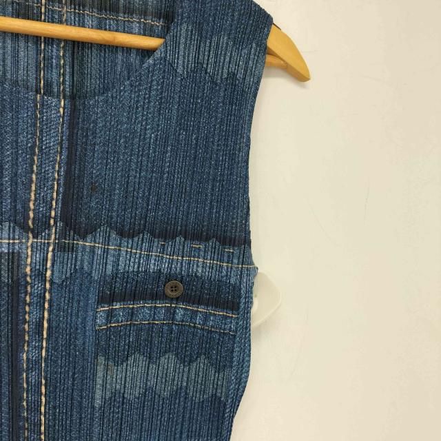 PLEATS PLEASE ISSEY MIYAKE(プリーツプリーズイッセイミヤケ) デニム転写プリント ノースリーブ プリーツワンピース レディース JPN：3 【中古】【ブランド古着バズストア】 PLEATS PLEASE ISSEY MIYAKE(プリーツプリーズイッセイミヤケ) デニム
