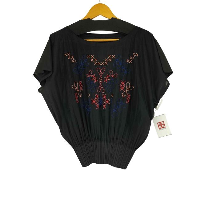 プリーツプリーズ イッセイミヤケ ブラウス プリーツ フレンチスリーブ