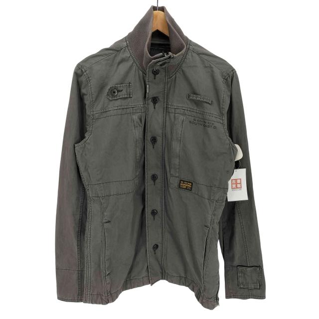 G-STAR RAW(ジースターロー) サイドジップ スタンドネック リブ 切り替え リップストップ ミリタリー ジャケット Y2K メンズ import：L 【中古】【ブランド古着バズストア】