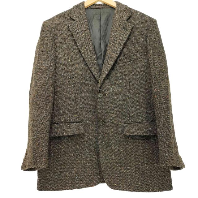 Harris Tweed(ハリスツイード) オックスフォード クラシック ネップ ヘリンボーン 2B ウール テーラードジャケット メンズ  胸囲96 胴囲86 身長170【中古】【ブランド古着バズストア】