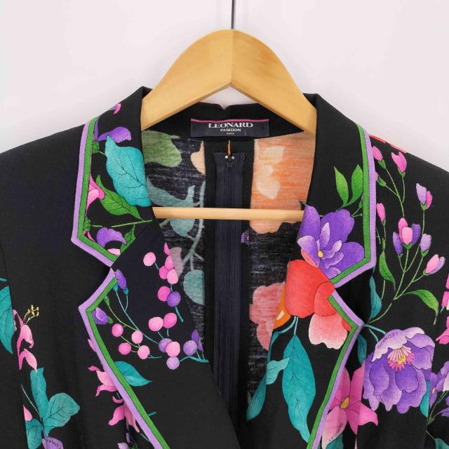LEONARD(レオナール) ウールシルク フラワープリント フロントクロス