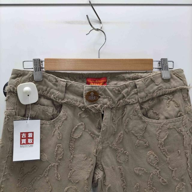 Vivienne Westwood RED LABEL(ヴィヴィアンウエストウッドレッドレーベル) オーブ ボタン 立体 3D 刺繍 デザイン フリンジ 5ポケット ストレート パンツ レディース  3【中古】【ブランド古着バズストア】_2