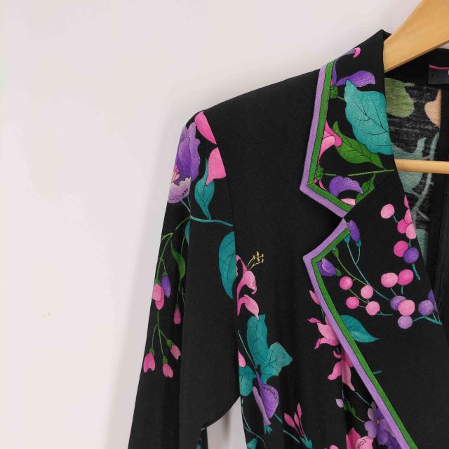 LEONARD(レオナール) ウールシルク フラワープリント フロントクロスワンピース レディース JPN：M 【中古】【ブランド古着バズストア】 LEONARD(レオナール) ウールシルク フラワープリント フロントクロス