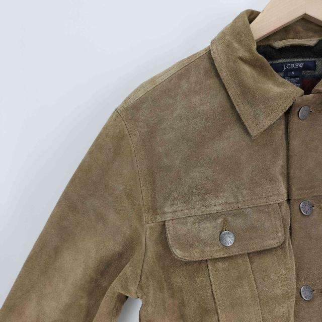 90s J.CREW スウェードレザージャケット ブラウン M J.CREW(ジェイ