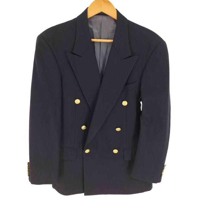 USED古着(ユーズドフルギ) CLIFFORD 紺ブレ 金エンブレムボタン  ウール ダブルブレスト テーラード ジャケット メンズ 表記無 【中古】【ブランド古着バズストア】