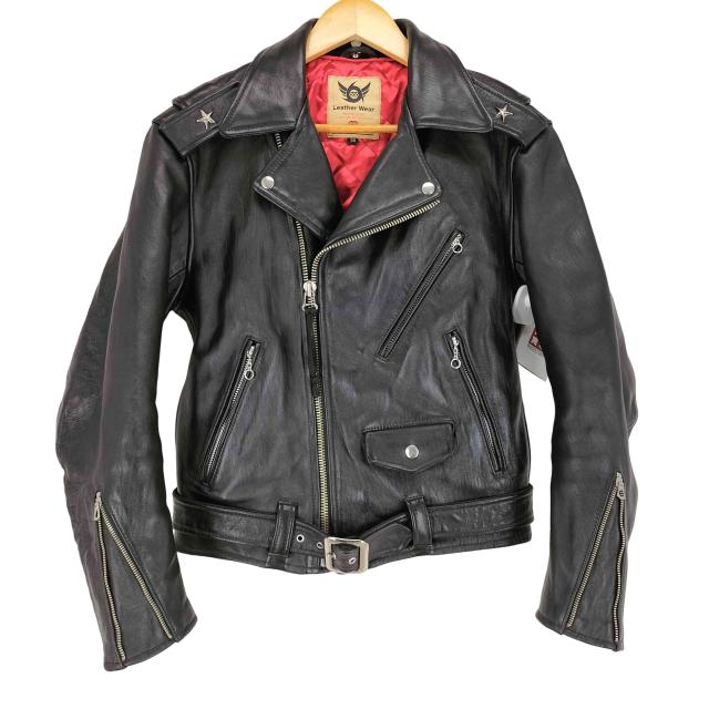 666 Leather Wear(トリプルシックスレザーウェア) HORSE HIDE 英国製 ワンスター ダブルライダースジャケット メンズ UK：38 【中古】【ブランド古着バズストア】