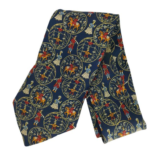 サルヴァトーレフェラガモ ブランド ネクタイ シルク 小紋柄 総柄 亀
