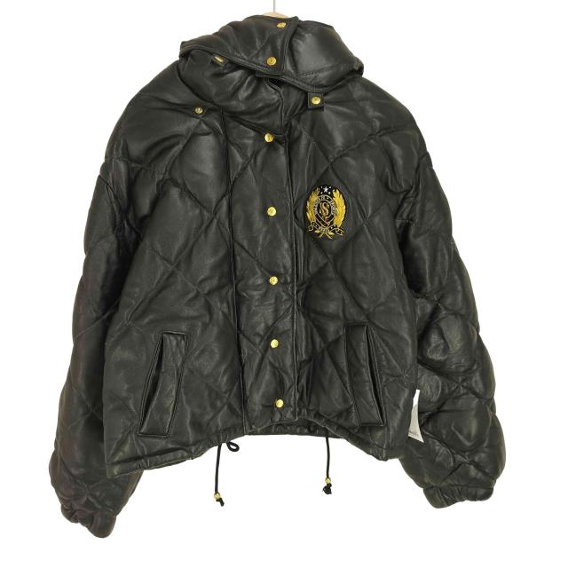 VALENZA PO SPORTS(バレンザポースポーツ) 羊革 パッチ レザー ダウン ジャケット レディース 表記無 【中古】【ブランド古着バズストア】