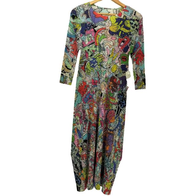 USED古着(ユーズドフルギ) 総柄 プリーツ マキシワンピース レディース 表記無 【中古】【ブランド古着バズストア】