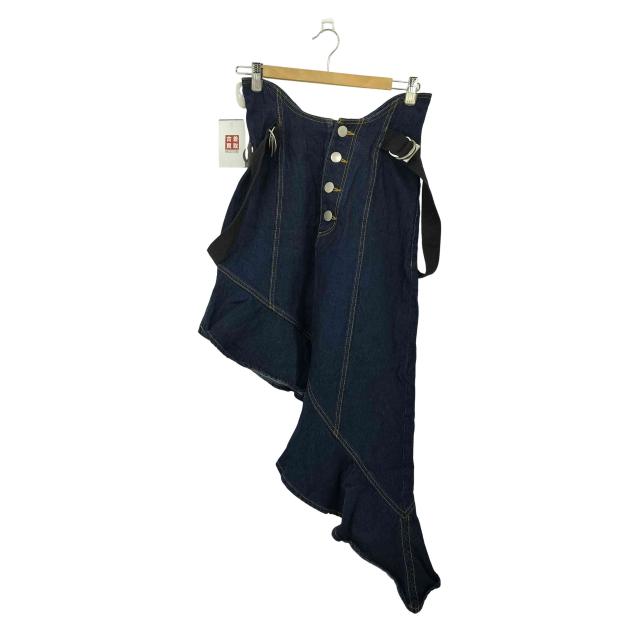 Pameo Pose(パメオポーズ) Belted Alien Skirt ベルト付き ボタンフライ インディゴ デニムスカート レディース FREE 【中古】【ブランド古着バズストア】