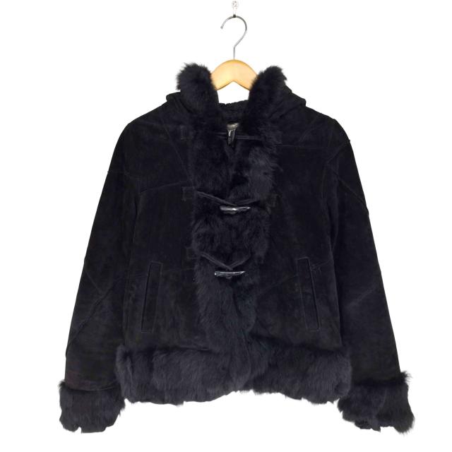 GREEN LABEL RELAXING(グリーンレーベルリラクシング) pig leather＆rabbit fur ピッグレザー＆ラビットファー ファー切替ダッフルコート Y2K レディース 38【中古】【ブランド古着バズストア】
