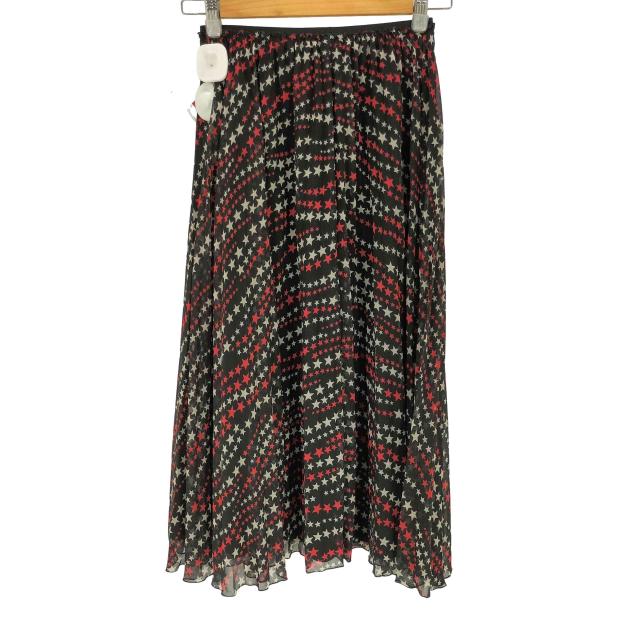 RED VALENTINO(レッドヴァレンティノ) Chiffon Midi Skirt スタープリントプリーツスカート レディース  36【中古】【ブランド名古着バズストア】