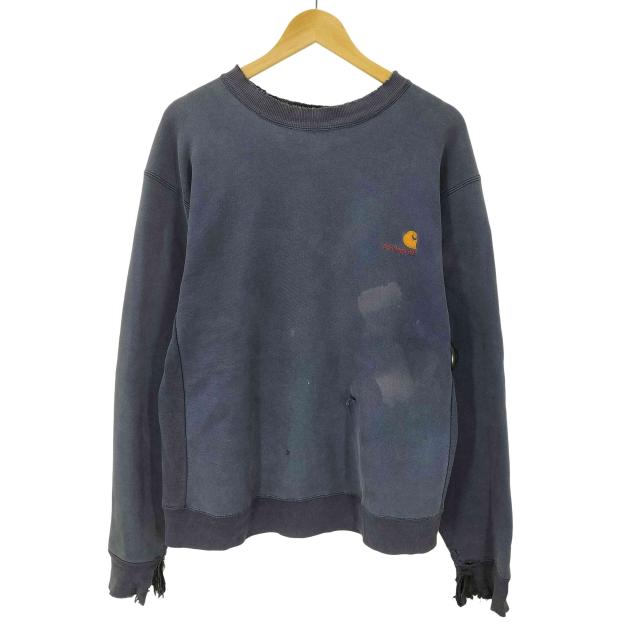 Carhartt(鉄道車両ハート形) 90S 星下げ札 USA製 三角形下げ札 リバースウィーブ型 ヘビーウェイト サンフェード 流汗 調教師 茄子紺 ぼろ切れ ボロ メンズ 書きあらわす無 【中古】【ブランド名古着バズストア】