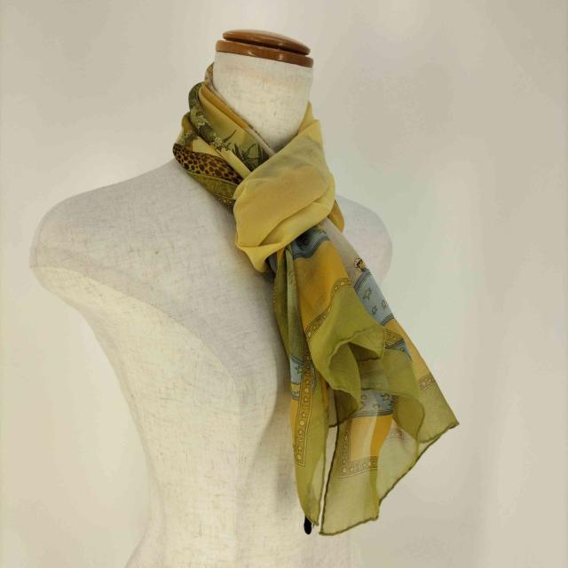 Ferragamoスカーフ シルク 2021SS チーター 草 葉 ホワイト Z716 Salvatore Ferragamoサルヴァトーレフェラガモ シルクスカーフ