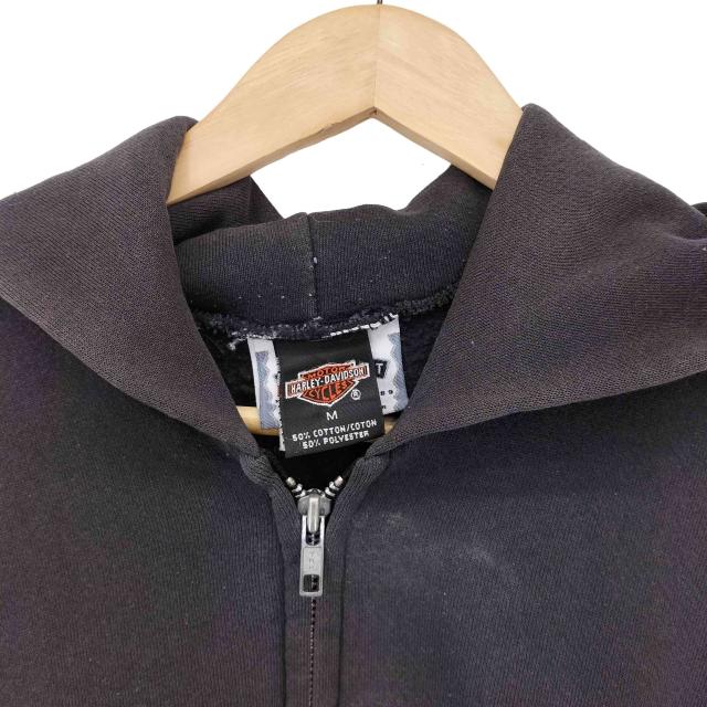 HARLEY-DAVIDSON(ハーレーダビッドソン) 2000? 1999? アームロゴ 両面プリント ジップパーカー メンズ import：M 【中古】【ブランド古着バズストア】の通販は