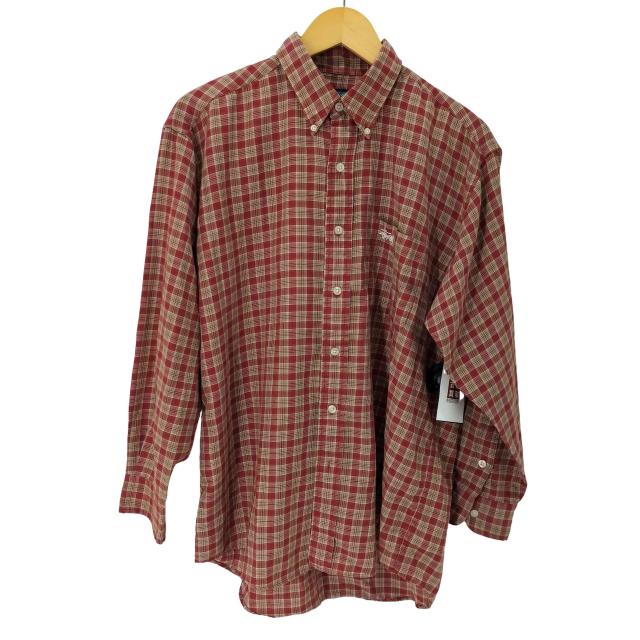 Stussy(ステューシー) 90s MADE IN USA ロゴ刺繍 チェック柄 BD 長袖ネルシャツ メンズ JPN：L 【中古】【ブランド古着バズストア】