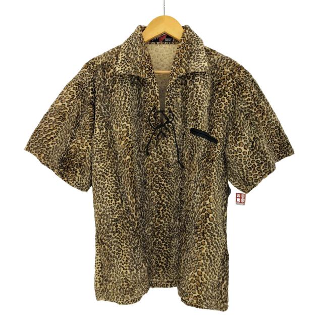 USED古着(ユーズドフルギ) {{PEPPERMINT HARAJUKU}} レースアップ フェイクファー レオパードシャツ ロカビリー メンズ 表記無 【中古】【ブランド古着バズストア】の通販は