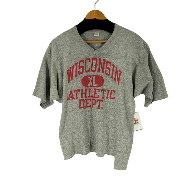 Champion(チャンピオン) 80S トリコタグ 3段カレッジプリント S/S Vネック Tシャツ メンズ JPN：XL 【中古】【ブランド古着バズストア】