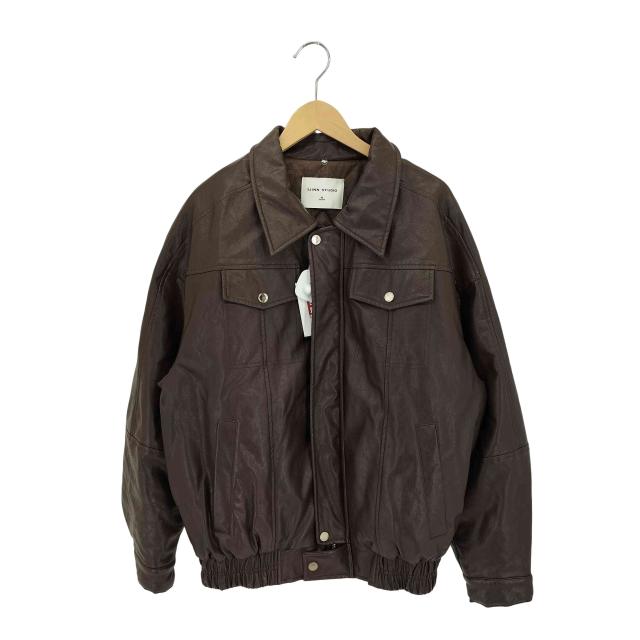 USED古着(ユーズドフルギ) {{1JINN STUDIO}} フロントジップ 中綿 フェイクレザー ジャケット レディース  M【中古】【ブランド古着バズストア】