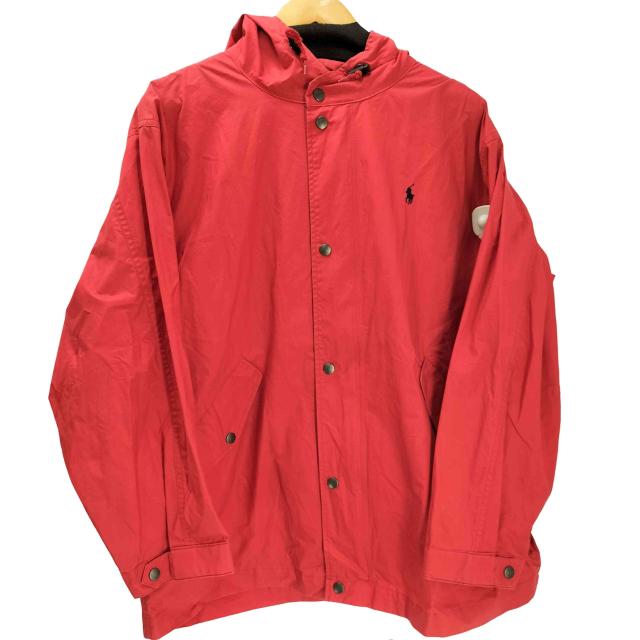 RALPH LAUREN SPORT(ラルフローレンスポーツ) 90S 裏地キルト ナイロン ステンシル  マウンテン ダウン ジャケット 裾ドローコード 比翼 ダブルジップ ビックサイズ メンズ import：S 【中古】【ブランド古着バズストア】