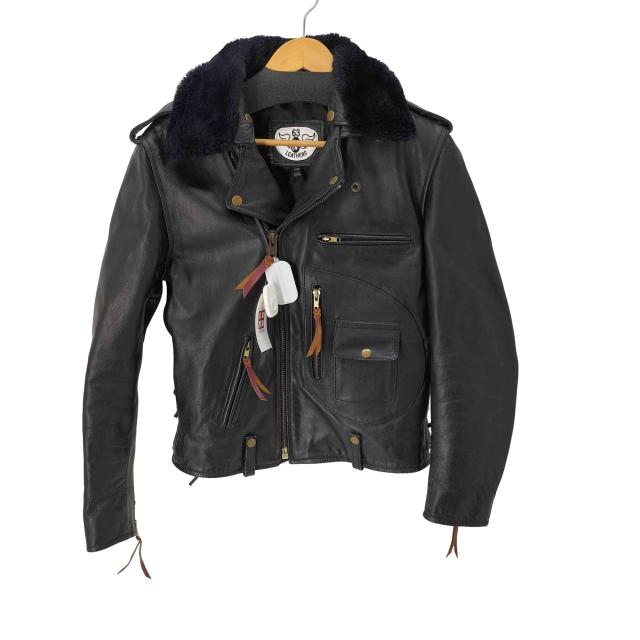 USED古着(ユーズドフルギ) {{63 LEATHERS}} リアルレザー ファー ダブルライダースジャケット メンズ JPN：XS 【中古】【ブランド古着バズストア】