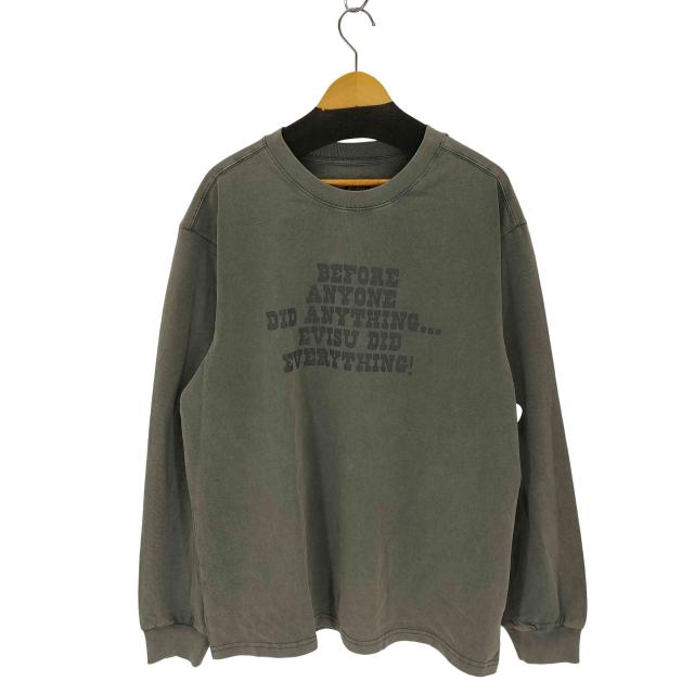 EVISU(エヴィス) リバースカモメスローガン 長袖Tシャツ メンズ import：XL 【中古】【ブランド古着バズストア】