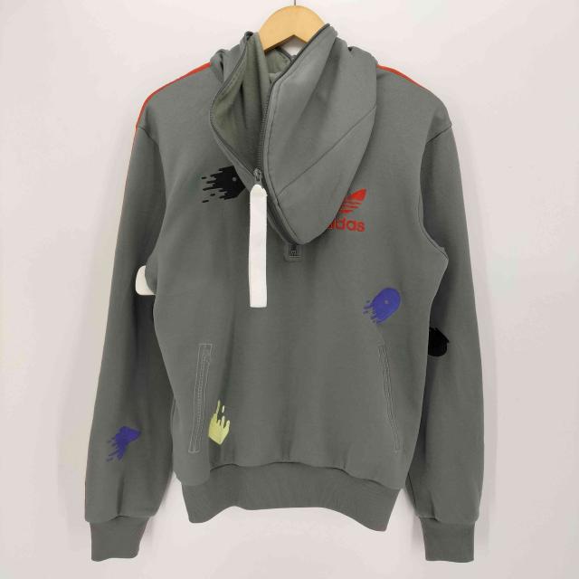 adidas Originals(アディダスオリジナルス) 00S トレフォイルロゴ スリーストライプ カスタム 刺繍 プルオーバー フーデッド トラック ジャケット メンズ 表記無 【中古】【ブランド古着バズストア】_1