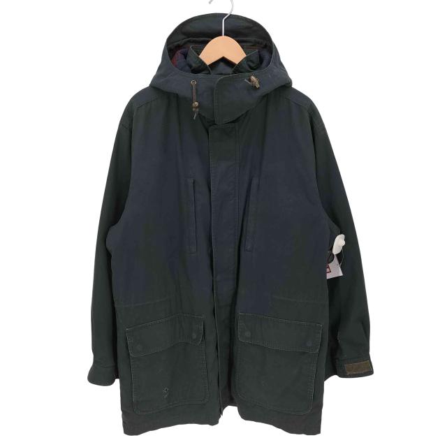 LANDS END(ランズエンド) 90-00S 裏地ネイティブボーダー 比翼 ダブルジップ フーデッド コート メンズ import：M 【中古】【ブランド古着バズストア】