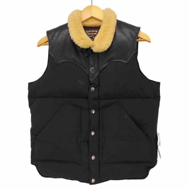 SUGAR CANE(シュガーケーン) 10AW レザーヨーク ダウン ベスト カウレザー 切替 襟ボア ウエスタン メンズ import：M 【中古】【ブランド古着バズストア】の通販は