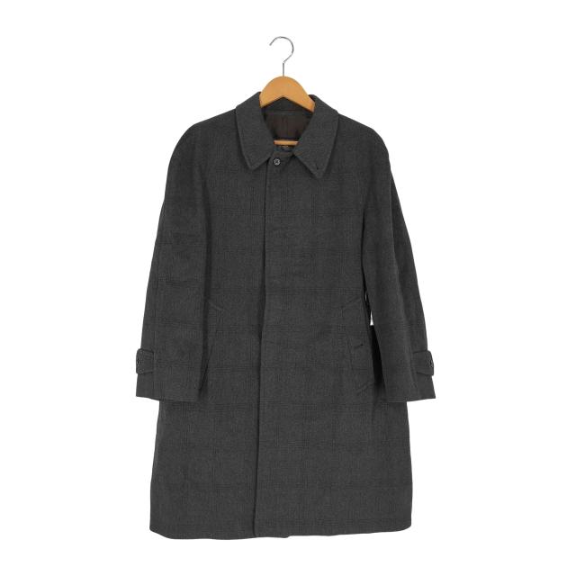 BURBERRYS(バーバリーズ) 70s イギリス製 比翼 チェック柄 ウール ステンカラーコート メンズ  R M【中古】【ブランド古着バズストア】