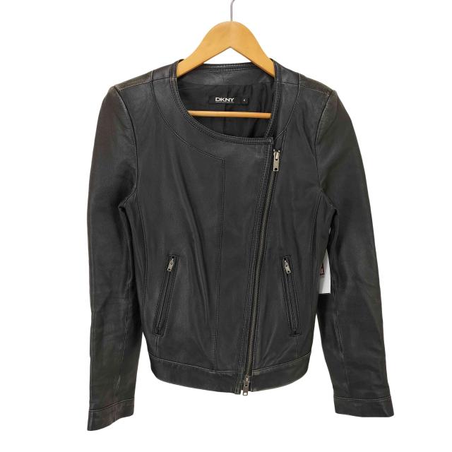DKNY(ダナキャランニューヨーク) 00s ラムレザー ライダースジャケット archive y2k レディース JPN：4 【中古】【ブランド古着バズストア】