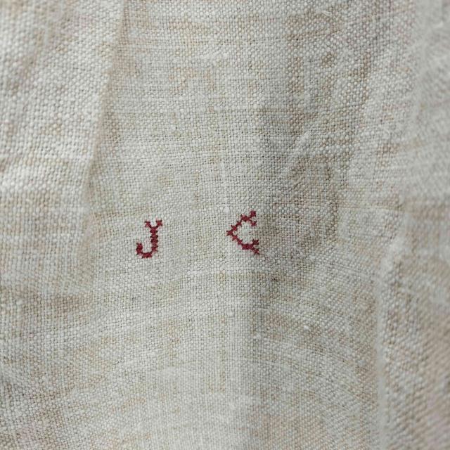 USED古着(ユーズドフルギ) 1900〜1920S French Antique リネン スモック シャンブルス ドレス ワンピース  チュニック J C イニシャル 刺繍 生成り 羊飼い レディース 表記無 【中古】【ブランド古着バズストア】 USED古着(ユーズドフルギ) 1900〜1920S French Antique リネン