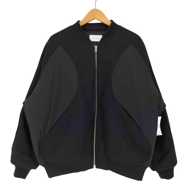 soerte ウールブレンド異素材切替ブルゾン　ブラウン soerte（ソエルテ）の「WOOL BLEND SWITCHING BLOUSON/ウールブレンド