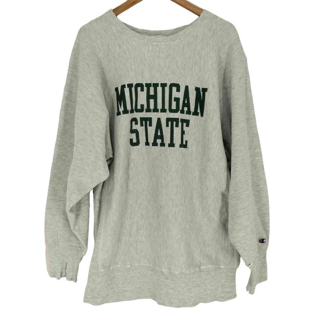 Champion(チャンピオン) 90〜00S MADE IN USA 刺繍タグ後期 MICHIGAN STATE ラバー2段プリントスウェット メンズ  XL【中古】【ブランド古着バズストア】