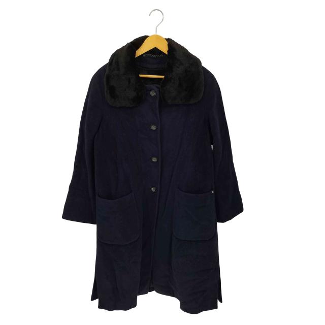 AIGNER(アイグナー) ファーライナー付き 襟ファー ウールアンゴラ ステンカラーコート レディース FR：36 【中古】【ブランド古着バズストア】