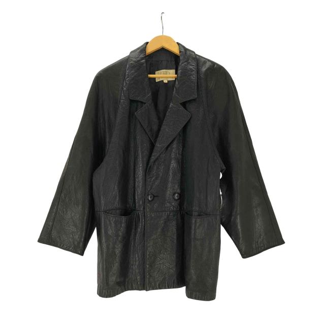 USED古着(ユーズドフルギ) DITA MARTIN DESIGN カナダ製 総柄 型押し ダブルブレスト レザー テーラード ジャケット メンズ  6【中古】【ブランド古着バズストア】
