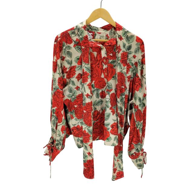 Ganni(ガニー) タイネック フローラルプリントストレッチシルクサテン ブラウス レディース  S/M【中古】【ブランド古着バズストア】の通販は 12,639円
