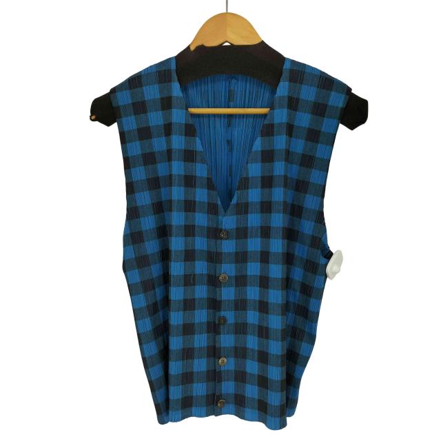 PLEATS PLEASE ISSEY MIYAKE(プリーツプリーズイッセイミヤケ) 95AW ギンガムチェック プリーツベスト レディース JPN：3 【中古】【ブランド古着バズストア】