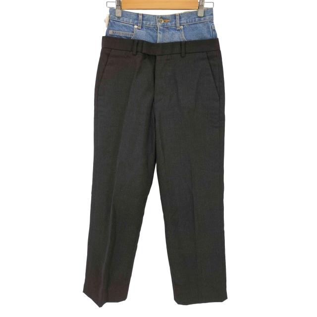 INSCRIRE(アンスクリア) 22AW Chalk Stripe Layered Pants チョークストライプ レイヤード パンツ レディース 36【中古】【ブランド古着バズストア】