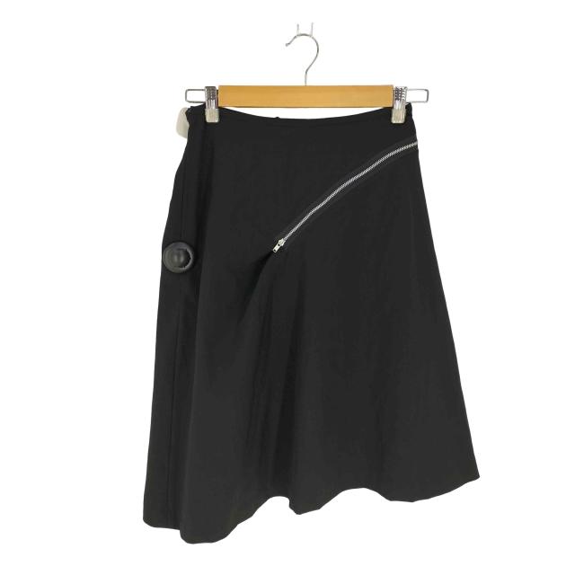 tricot COMME des GARCONS(トリココムデギャルソン) AD1999 00SS アシメ 変形 ジップ ウールギャバ フレアスカート レディース JPN：S 【中古】【ブランド古着バズストア】