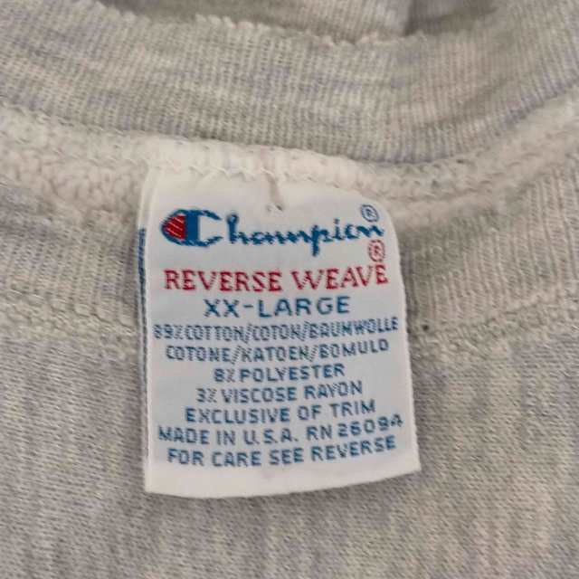 Champion(チャンピオン) 90S USA製 刺繍タグ reverse weave brown 大学 カレッジ ラバープリント メンズ import：XXL 【中古】【ブランド