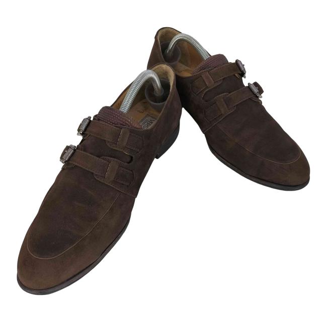 VERSACE(ヴェルサーチ) イタリア製 ダブルモンク スウェード Uチップ ドレスシューズ メンズ  43【中古】【ブランド古着バズストア】