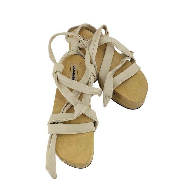 JIL SANDER(ジルサンダー) lace up clog sandals レザーストラップ ウッドサンダル レディース 表記無 【中古】【ブランド古着バズストア】